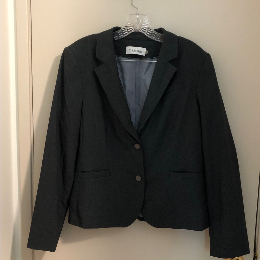 Calvin Klein Dark Gray Two-Button Women's Blazer